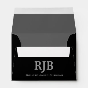A6 Black and Gray Monogrammed Envelopes
