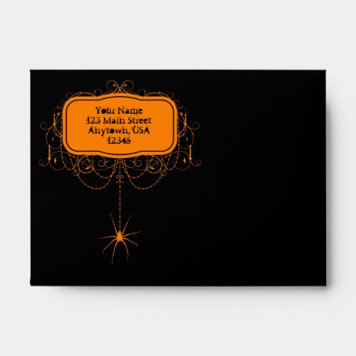 A6 Black Orange Spider Halloween Party Envelopes