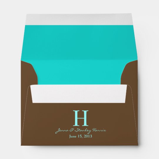 A6 Blue Brown Monogram Wedding Envelopes Zazzle A6 Blue Brown Monogram Wedding Envelopes