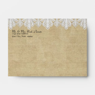 A6 BOHO Printed Burlap n Lace gypsy Modern Mod Envelope