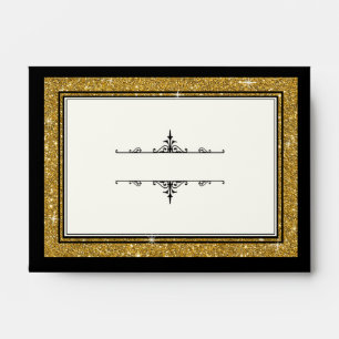 A6 Card Envelopes Gold Ornament Glitter