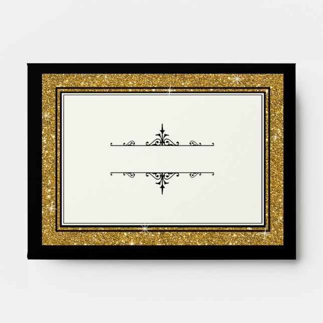 A6 Card Envelopes Gold Ornament Glitter (Front)