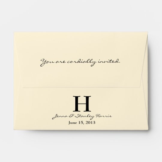 A6 Cream Black Monogram Wedding Envelopes Zazzle A6 Cream Black Monogram Wedding Envelopes