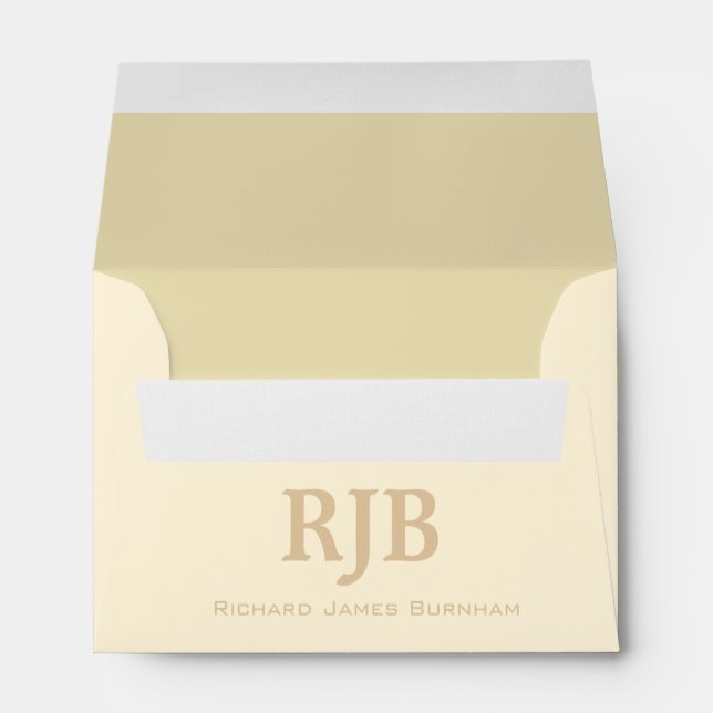 A6 Cream Ivory Beige Monogrammed Envelopes (Back (Bottom))