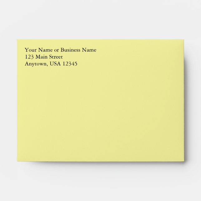 A6 Light Pale Yellow Pre-Addressed Envelopes (Front)