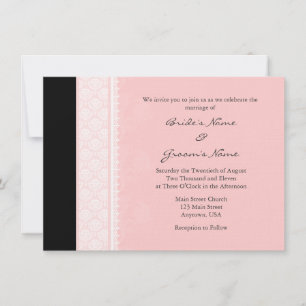 A6 Light Pink One-Side Damask Wedding Invitations