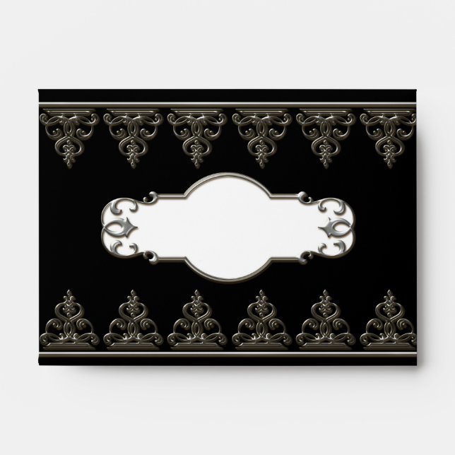 A6 Matching Envelope Classic Baroque Swirl Circle (Front)