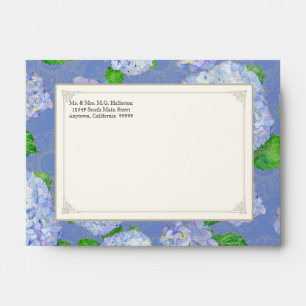 A6 Matching Envelopes Blue Hydrangea Lace Floral