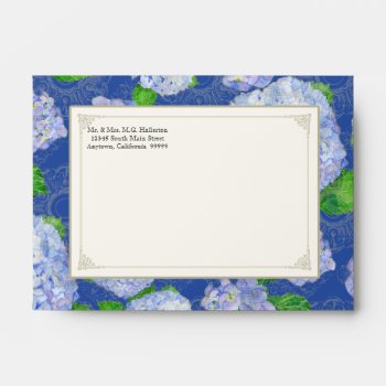 A6 Matching Envelopes Blue Hydrangea Lace Floral by VintageWeddings at Zazzle
