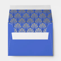 A6 Personalized Art Deco Fans Blue Silver Foil