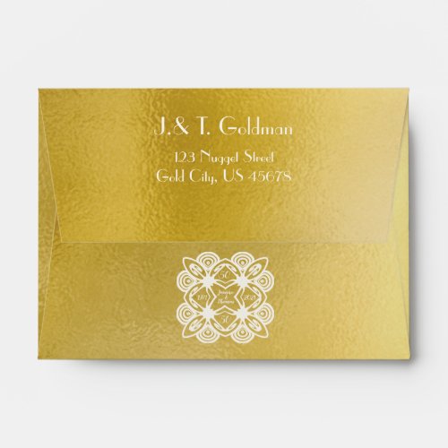 A6 Personalized Golden Wedding Art Deco Ornament Envelope