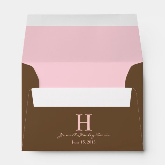 A6 Pink Brown Monogram Lined Wedding Envelopes Zazzle A6 Pink Brown Monogram Lined Wedding Envelopes