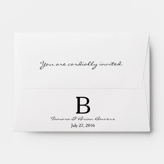 A6 Plain Simple Modern Monogram Wedding Envelopes (Back (Top Flap))