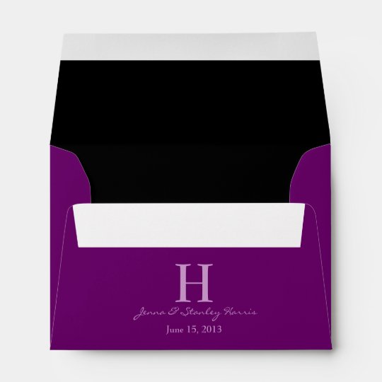 A6 Purple Black Monogram Wedding Envelopes Zazzle A6 Purple Black Monogram Wedding Envelopes