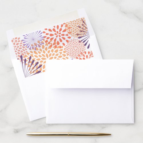 A6 Purple  Coral Floral Blossoms Envelope Liner