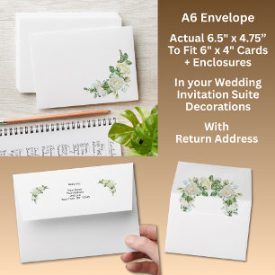 A6 size Cobalt Blue & White Roses Wedding Suite Envelope
