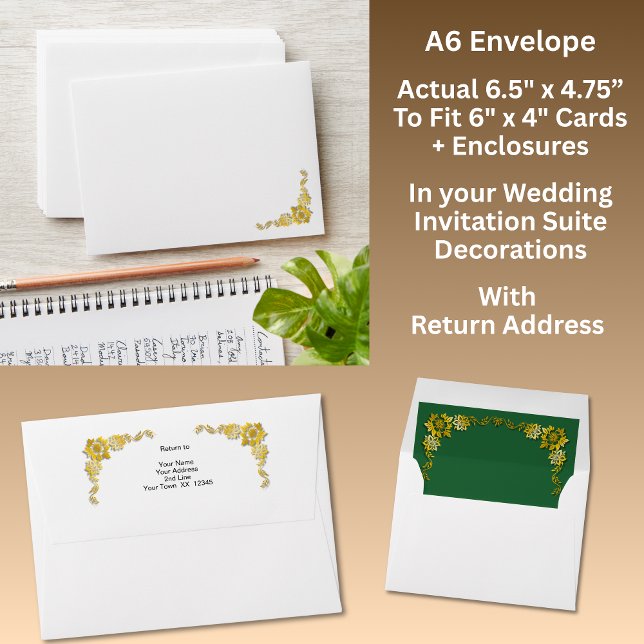 A6 size Emerald Green & Gold Wedding Suite Envelope (Creator Uploaded)