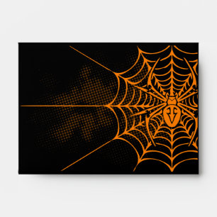 A6 Spider Web Black Orange Halloween Envelopes
