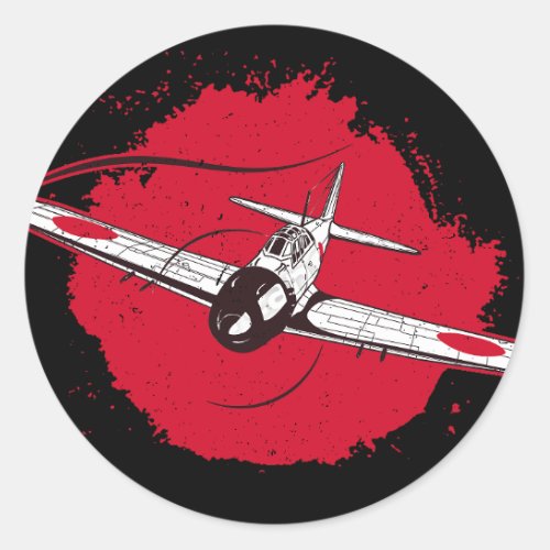 A6M Zero  World War 2 Japanese Plane Retro Classic Round Sticker