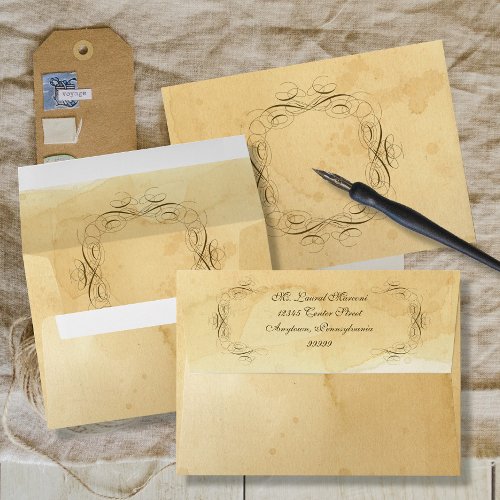 A7 5 x 7 Tea Stained Vintage Wedding 1 _ Matching Envelope