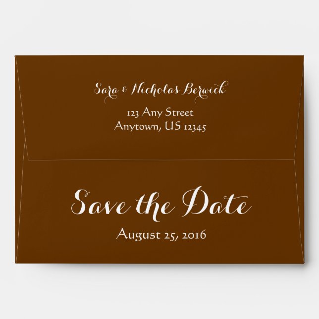 A7 5x7 Chocolate Brown Save The Date Envelopes (Back (Top Flap))