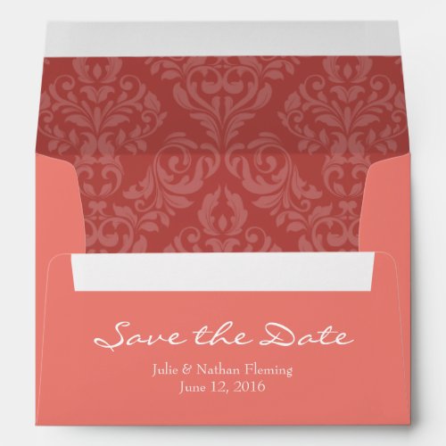 A7 5x7 Coral Save the Date Envelopes