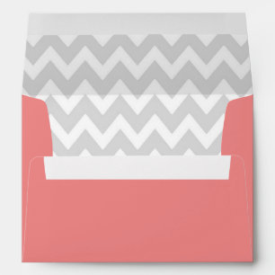 A7 5x7 Coral White Gray Chevron Envelopes