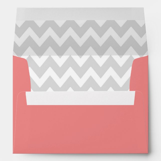 A7 5x7 Coral White Gray Chevron Envelopes (Back (Bottom))