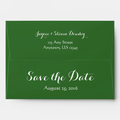 A7 5x7 Dark Green White Save The Date Envelope