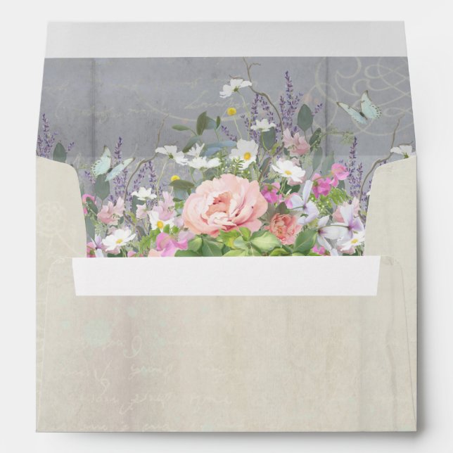 A7 5x7 Envelope Rustic Elegant Peony Wild Flowers (Back (Bottom))