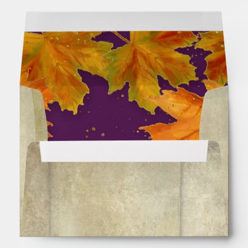 A7 5x7 Fall Autumn Falling Leaves Elegant Wedding Envelope