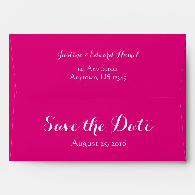 A7 5x7 Fuchsia Pink Save The Date Envelopes (Back (Top Flap))