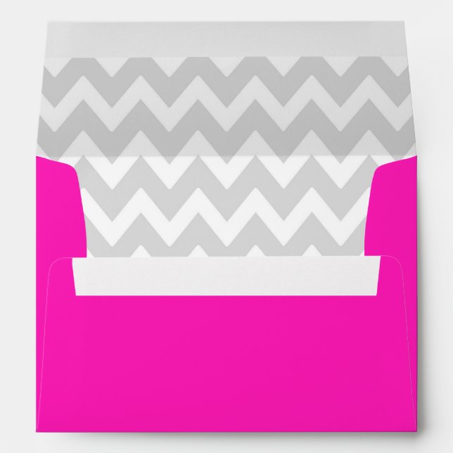 A7 5x7 Hot Pink White Gray Chevron Envelopes (Back (Bottom))