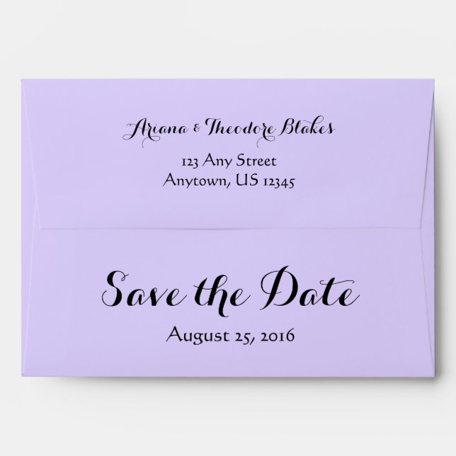 A7 5x7 Lavender Purple Save The Date Envelopes (Back (Top Flap))