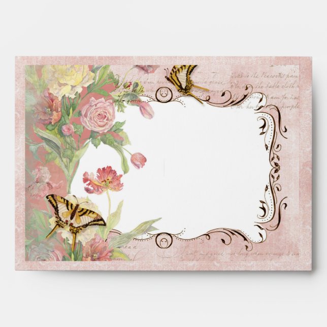 A7 5x7 Les Fleurs Peony Rose Tulip Floral Flowers Envelope (Front)