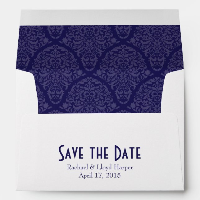 A7 5x7 Navy Blue White Save the Date Envelopes (Back (Bottom))