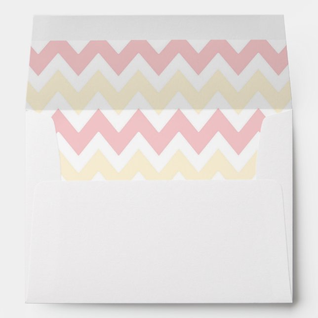 A7 5x7 Pink Cream White Chevron Envelopes (Back (Bottom))