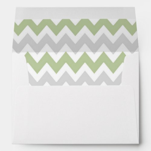 A7 5x7 Sage Green Gray White Chevron Envelopes