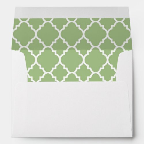 A7 5x7 Sage Green White Quatrefoil Lined Envelopes