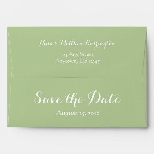 A7 5x7 Sage Green White Save The Date Envelopes