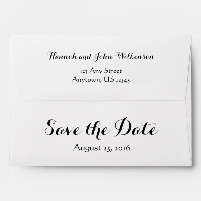 A7 5x7 White Custom Save The Date Envelopes (Back (Top Flap))