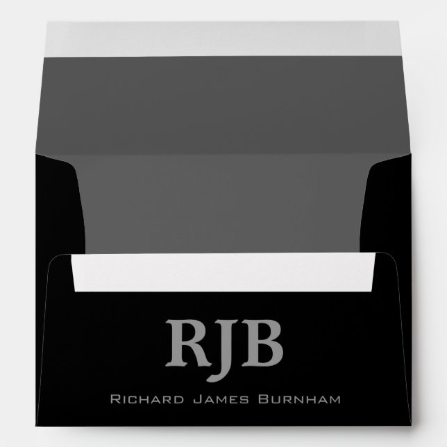 A7 Black and Gray Monogrammed Envelopes (Back (Bottom))