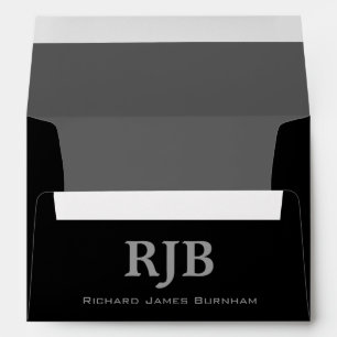 A7 Black and Gray Monogrammed Envelopes
