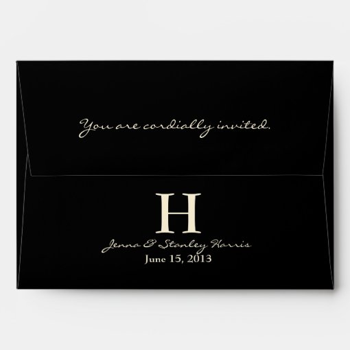 A7 Black & Cream Monogram Wedding Envelopes | Zazzle