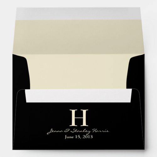 A7 Black  Cream Monogram Wedding Envelopes