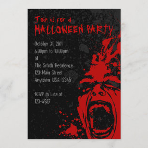 A7 Bloody Scream Halloween Invitations