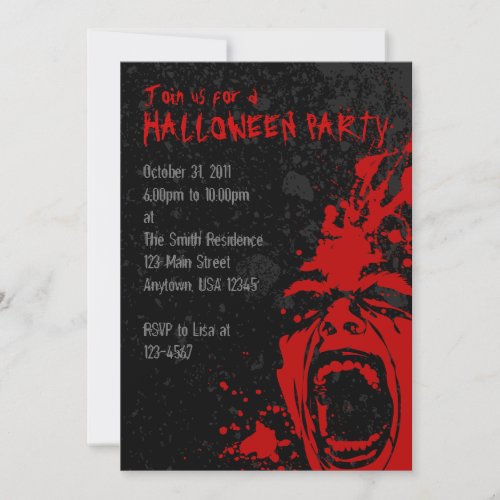 A7 Bloody Scream Halloween Invitations