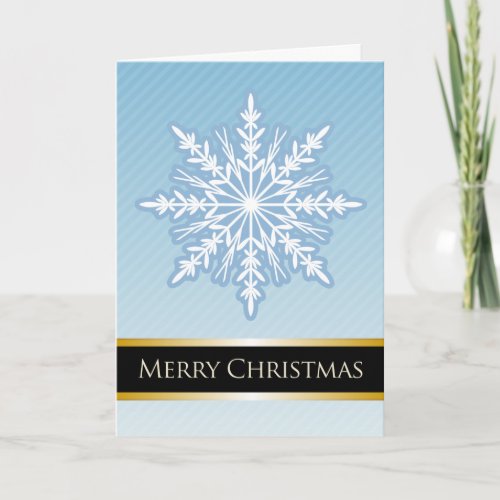 A7 Blue Snowflake Striped Modern Christmas Card