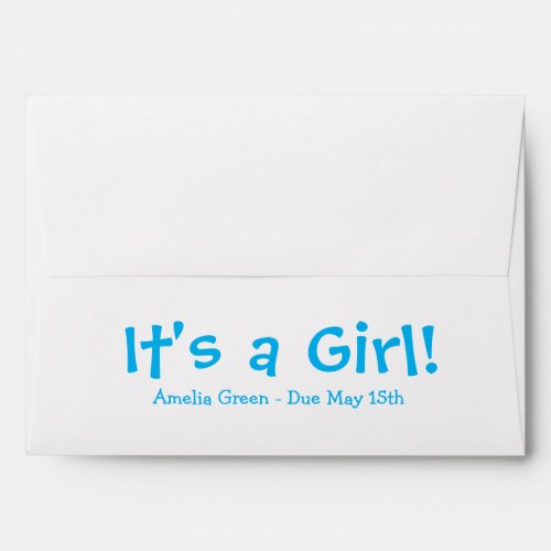 A7 Blue White Due Date Baby Shower Envelopes