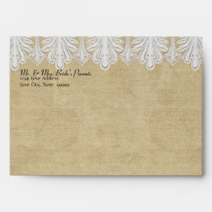 A7 BOHO Printed Burlap n Lace gypsy Modern Mod Envelope